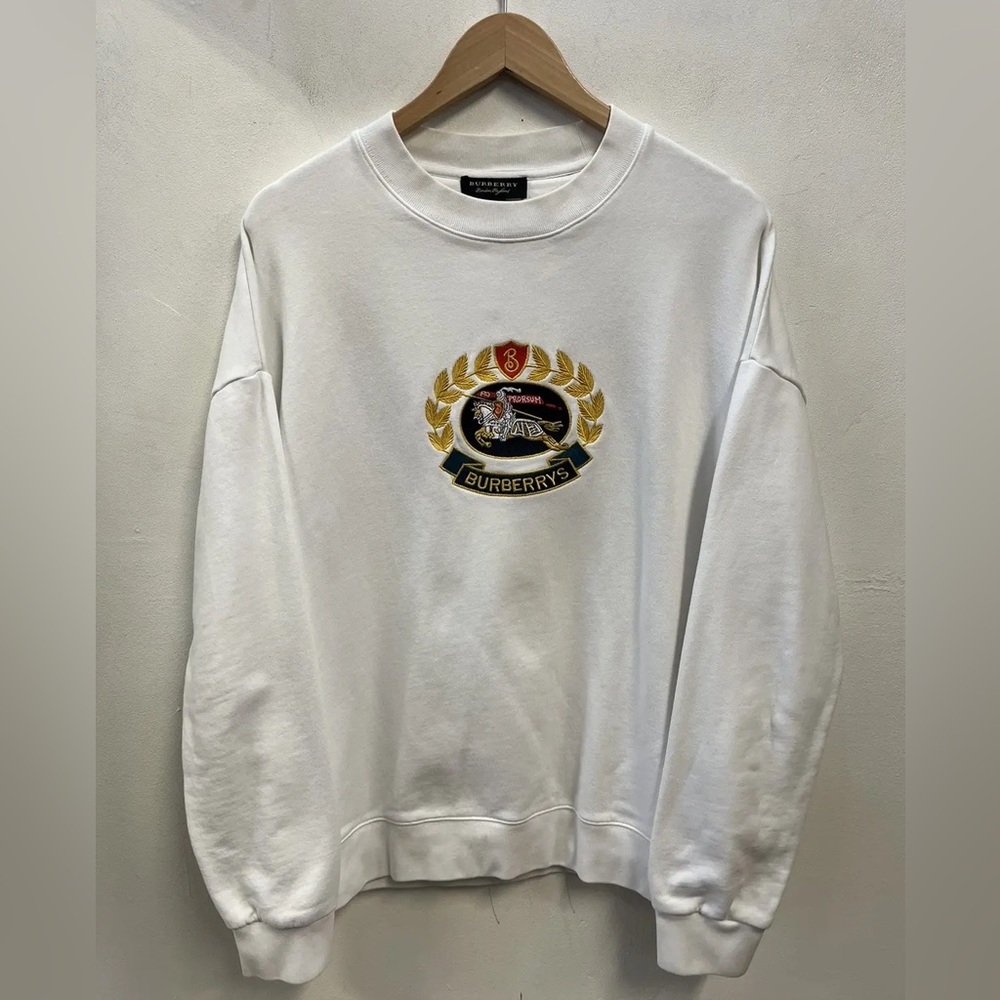 Burberry White Crewneck Sweater Vintage